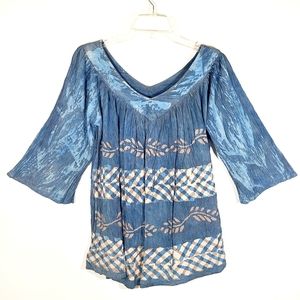 Sacred Threads women's blue Rayon Vneck blouse